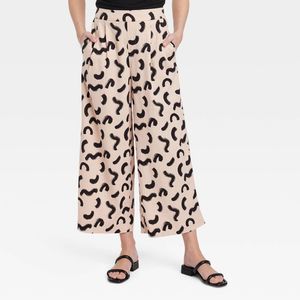Women's Super High-Rise Wide Leg Linen Culotte Pants - A New Day Beige L